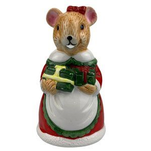 Vtg Christmas Mouse Creamer Ceramic Mrs Claus Pitcher Presents Gifts Red Green